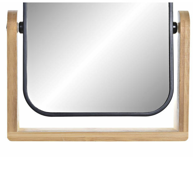 Items Make-up spiegel op standaard - bamboe - zwart - 21 cm - Make-up spiegeltjes