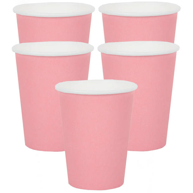 Santex feest bekertjes - 20x - roze - papier/karton - 270 ml - Feestbekertjes