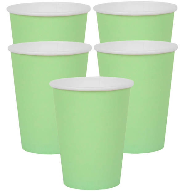 Santex feest bekertjes - 30x - mintgroen - papier/karton - 270 ml - Feestbekertjes