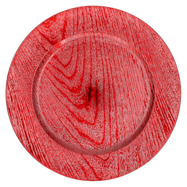 2x Kaarsenbord/onderbord - rood - kunststof - 33 cm - Kaarsenplateaus