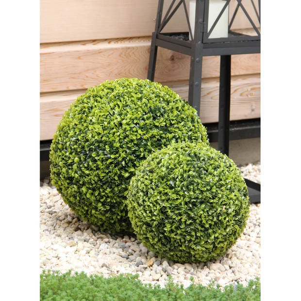 Mica Decorations Kunstplant - buxusbol - groen - 27 cm - Kunstplanten