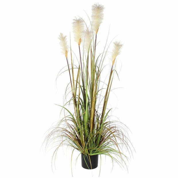 Mica Decorations - gras kunstplant - groen/creme - H150 x D70 cm - Kunstplanten