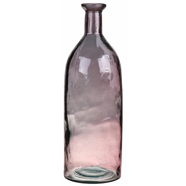 Bellatio Design Bloemenvaas - oud roze transparant gerecycled glas - D12 x H35 cm - Vazen