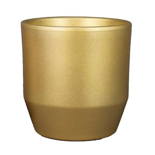 Bela Arte Plantenpot - keramiek - 2x - goud glans - D21.5/H20.5 cm - Plantenpotten