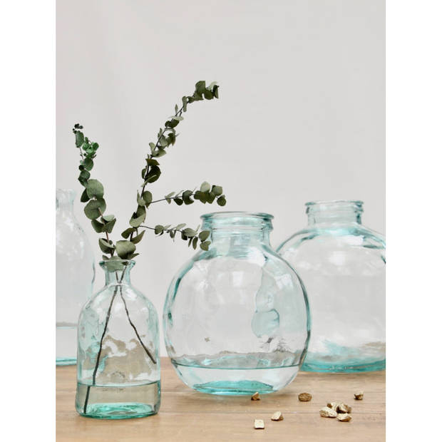 Bloemenvaas - bruin - transparant gerecycled glas - D11 x H21 cm - Vazen