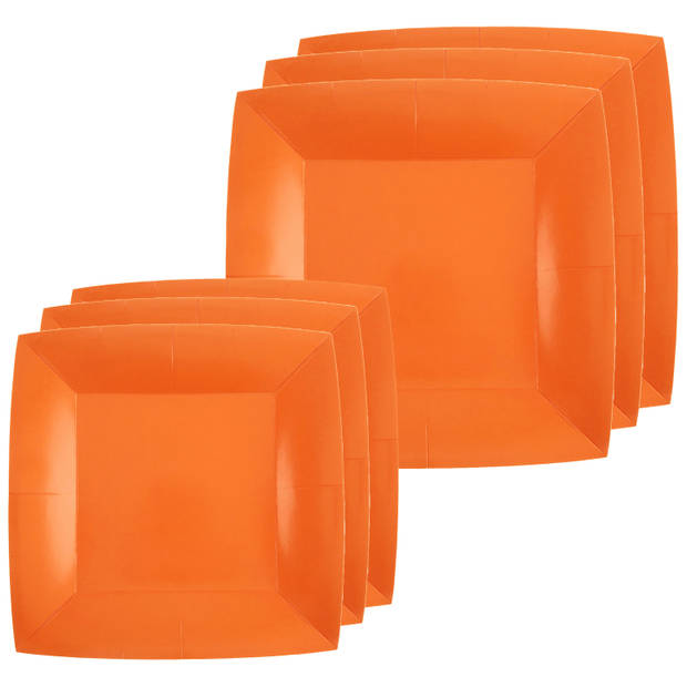 Santex Feestbordjes set - 20x stuks - oranje - 18 cm en 23 cm - Feestbordjes