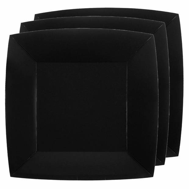 Santex Feestbordjes set - 40x stuks - zwart - 18 cm en 23 cm - Feestbordjes