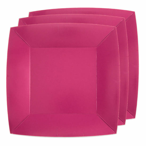 Santex 10x wegwerp bordjes en bekertjes - fuchsia roze - Feestbordjes