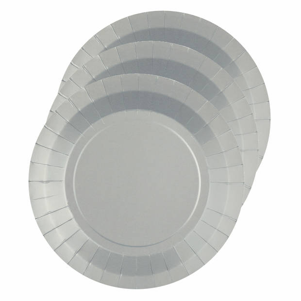 Santex Feest borden set - 40x stuks - zilver - 17 cm en 22 cm - Feestbordjes