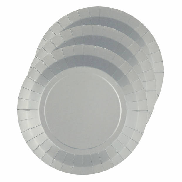 Santex servies set karton - 10x bordjes/25x servetten - zilver - Feestbordjes