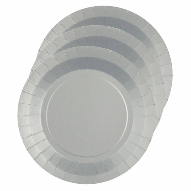 Santex Feest borden set - 20x stuks - zilver - 17 cm en 22 cm - Feestbordjes