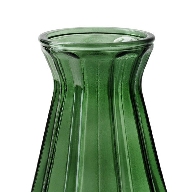 Bloemenvaas - groen/transparant glas - H18 x D11.5 cm - Vazen