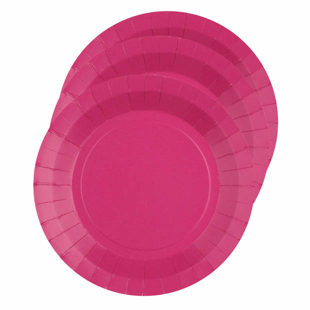 Santex servies set karton - 20x bordjes/25x servetten - fuchsia roze - Feestbordjes