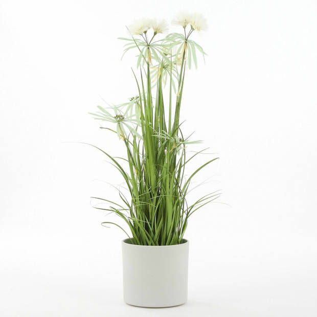 Mica Decorations - gras kunstplant - groen/creme - H120 x D45 cm - Kunstplanten