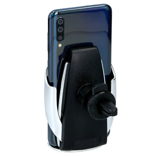 Dunlop Telefoonhouder met Draadloos Opladen - Qi-Technologie - 360º Kantelbaar - Zwart/ Zilver