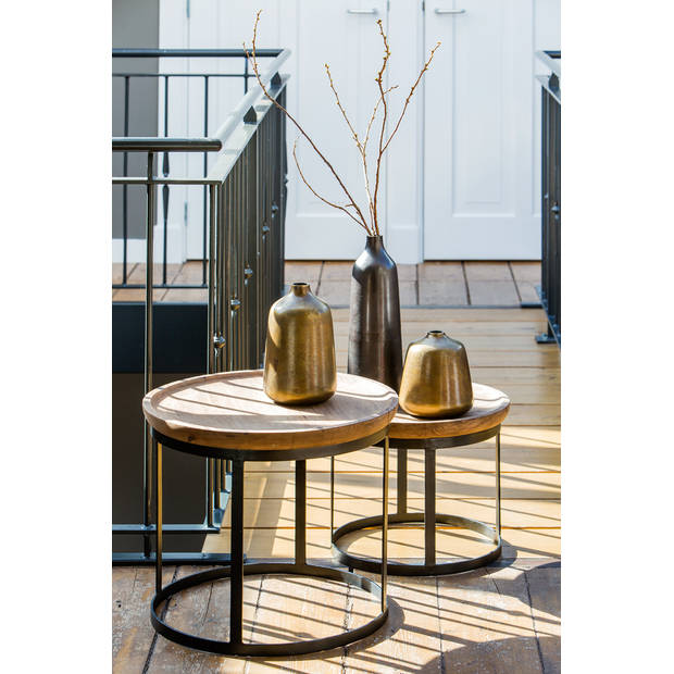 Light & Living - Salontafel MACHALA - Ø53x45cm - Zwart - Set van 2