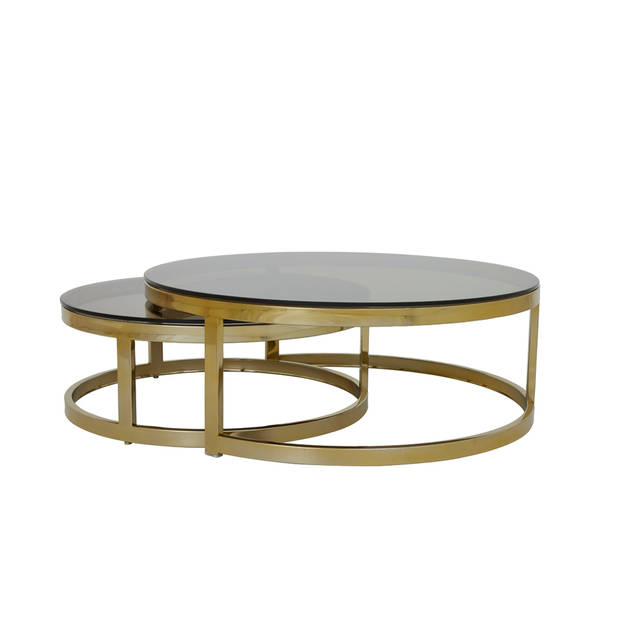 Light & Living - Salontafel MILAGRO - Ø100.5x36.5cm - Goud - Set van 2