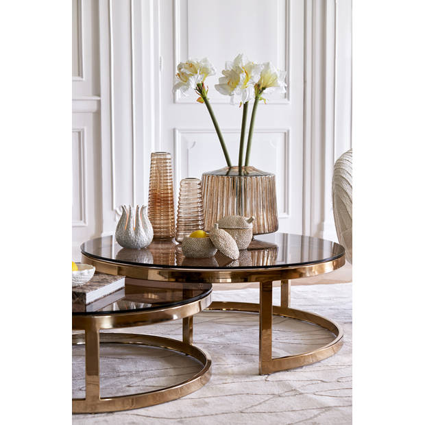 Light & Living - Salontafel MILAGRO - Ø100.5x36.5cm - Goud - Set van 2