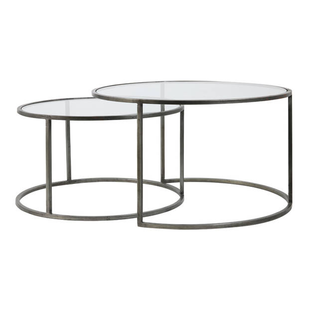 Light & Living - Salontafel DUARTE - Ø75x44cm - Grijs - Set van 2