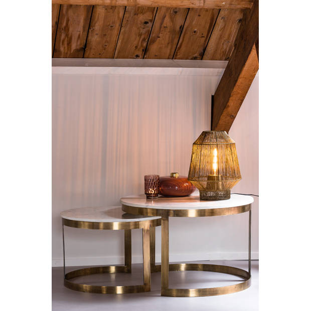 Light & Living - Salontafel PERLATO - Ø75x47cm - Wit - Set van 2