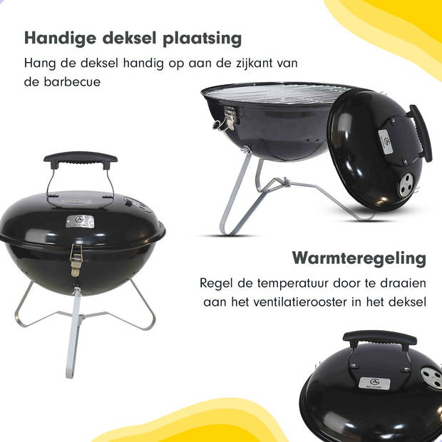 AG mini barbecue Ø 35cm - Houtskoolbarbecues - Kogelbarbecue - Klein en licht - Compact - roestvrij - 4-6 personen