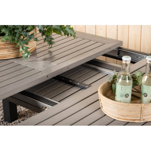 Albany eettafel tuin incl. extra blad 224, 324 cm zwartgrijs.