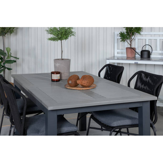 Albany tuinmeubelset tafel 100x160/240cm en 4 stoel Julian zwart, grijs.
