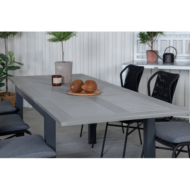 Albany tuinmeubelset tafel 100x160/240cm en 6 stoel Julian zwart, grijs.