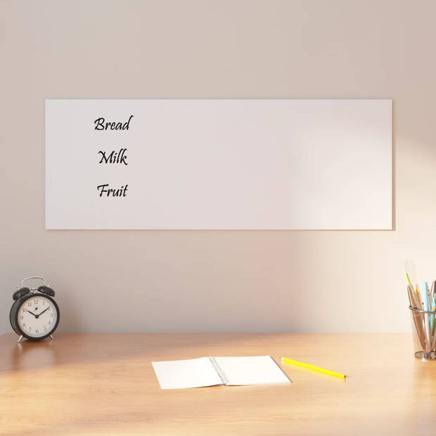 vidaXL Magneetbord voor aan de wand 80x30 cm gehard glas wit