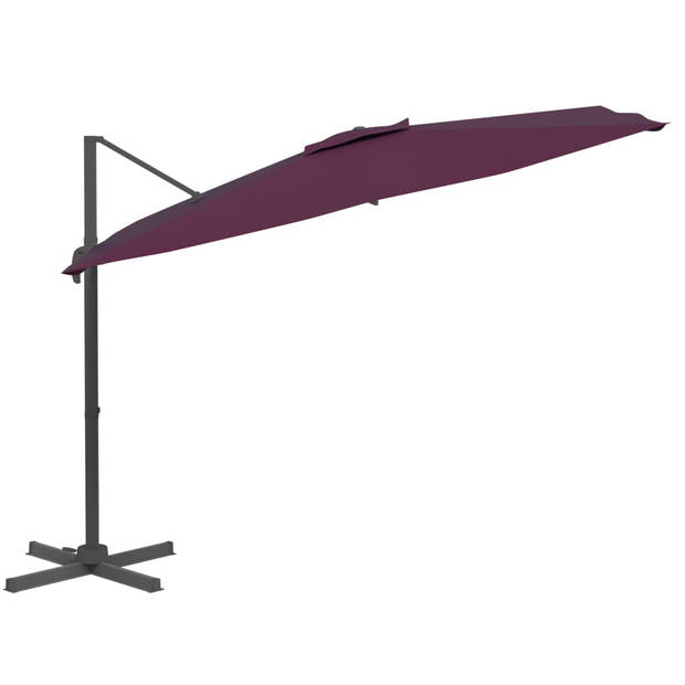 vidaXL Zweefparasol met LED-verlichting 400x300 cm bordeauxrood