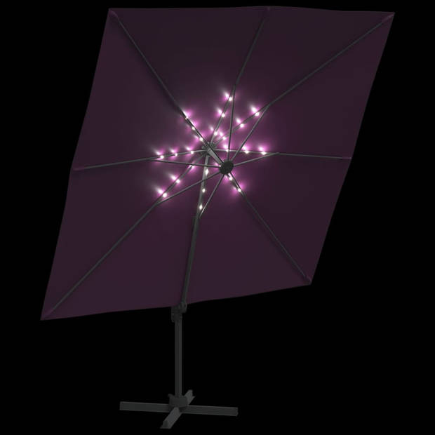 vidaXL Zweefparasol met LED-verlichting 400x300 cm bordeauxrood