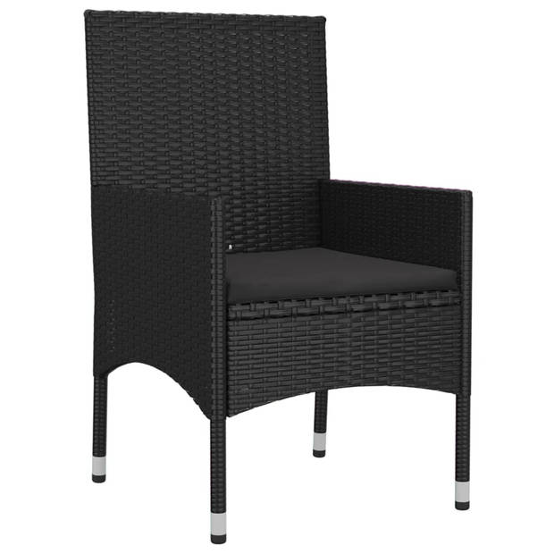 vidaXL 6-delige Loungeset met kussens poly rattan zwart