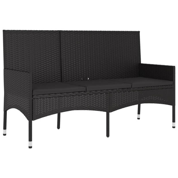 vidaXL 4-delige Loungeset met kussens poly rattan zwart