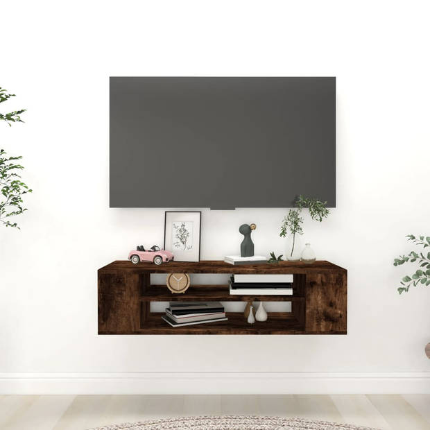 The Living Store TV-Hangkast Gerookt Eiken 100x30x26.5 cm - Duurzaam Hout - Voldoende Opbergruimte