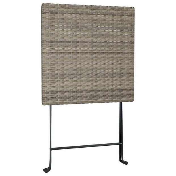 vidaXL 3-delige Bistroset inklapbaar poly rattan grijs