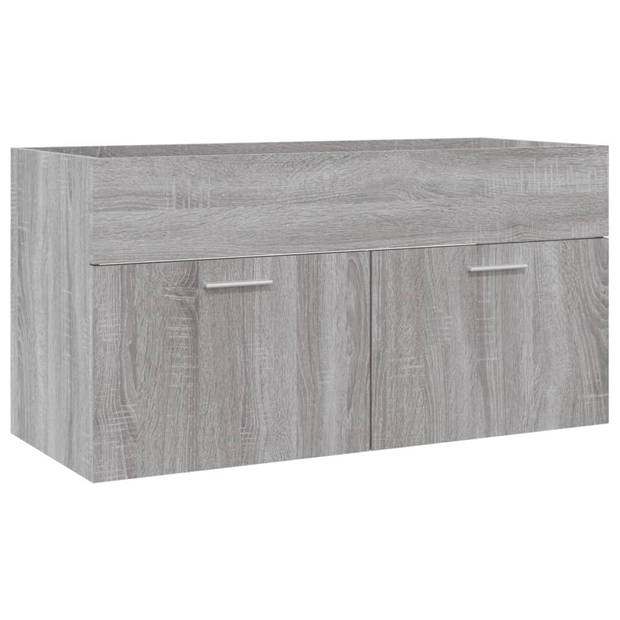 The Living Store Wastafelkast Wandgemonteerde Badkamermeubelset - 90x38.5x46cm - Grijs Sonoma Eiken