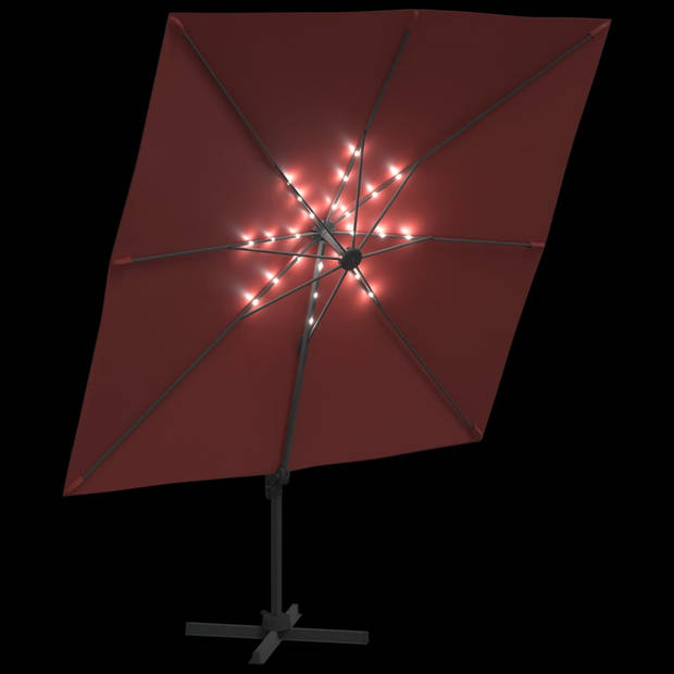 vidaXL Zweefparasol met LED-verlichting 400x300 cm terracottakleurig