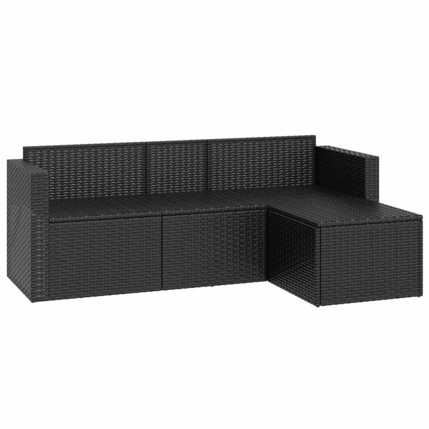 vidaXL Loungeset poly rattan zwart