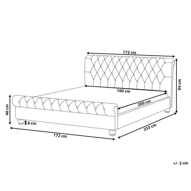 Beliani AVALLON - Tweepersoonsbed-Zwart-Fluweel