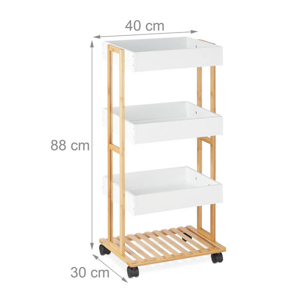 Keukentrolley / badkamerwagen 4 laags - Wit - L30 x B40,5 x H87 cm