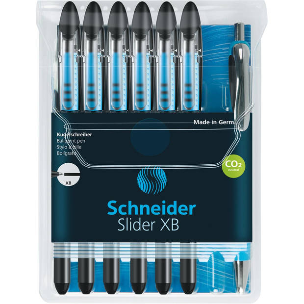 Schneider Slider Basic XB balpen, 6 + 1 gratis, zwart