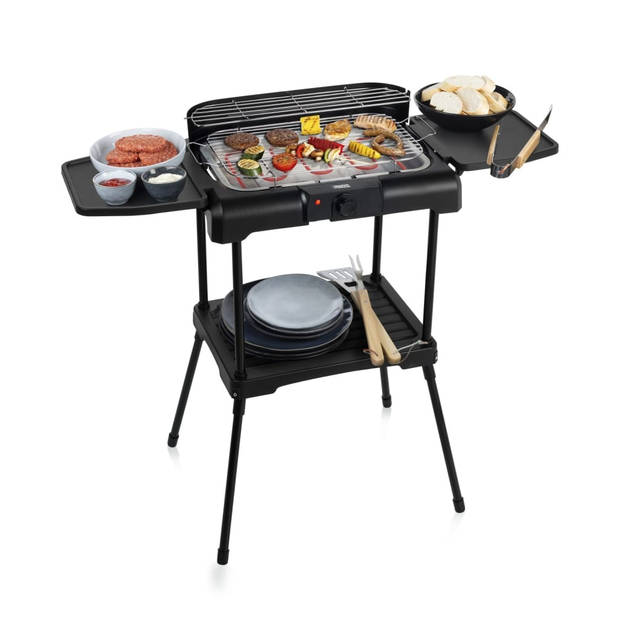 Princess 112250 Elektrische BBQ met zijplanken - 40x25cm - Met en zonder statief te gebruiken - 2200W