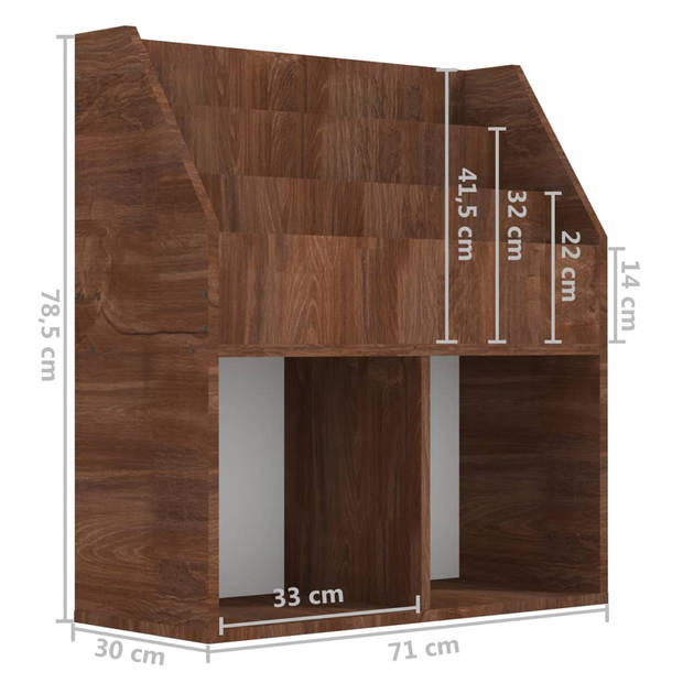 The Living Store Tijdschriftenrek Kinderkamer - 71x30x78.5 cm - Bewerkt Hout - Bruineiken