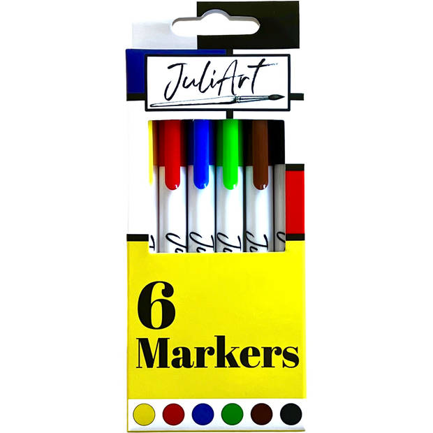 JuliArt Permanent Markers - 6 Kleuren
