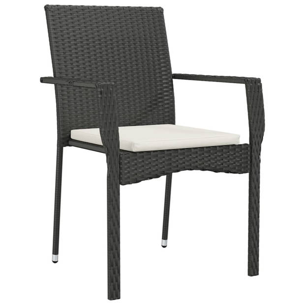 vidaXL Tuinstoelen 4 st met kussens poly rattan zwart