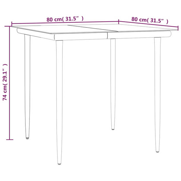 vidaXL 3-delige Tuinset met kussens poly rattan zwart en grijs