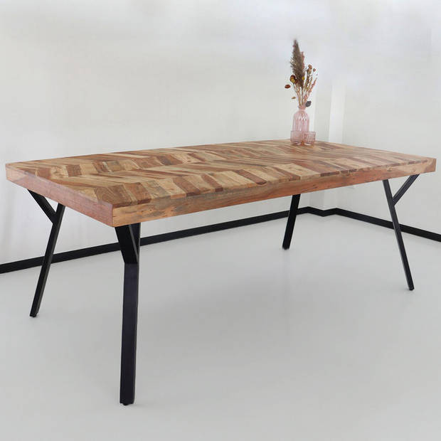 Eettafel Hongaarse punt Danae 200x100cm acaciahout tafel rechthoekig