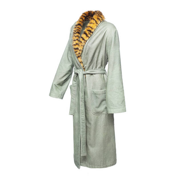 Jet Original Badjas Velours Tiger - groen XL