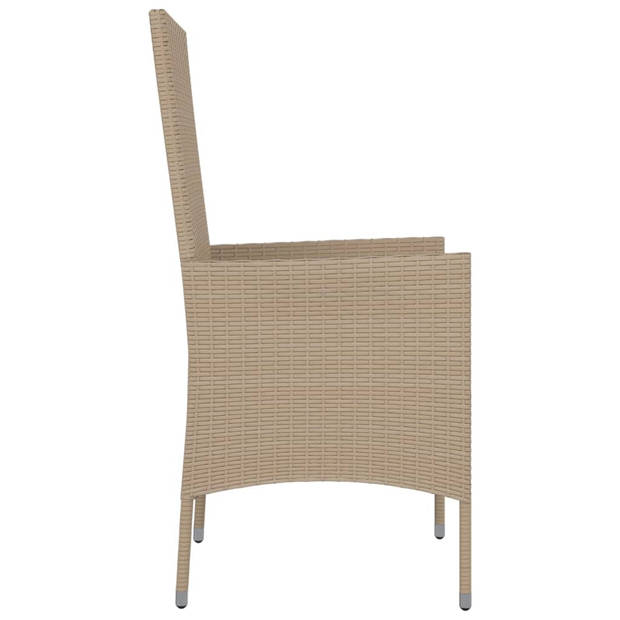 vidaXL Tuinstoelen 4 st met kussens poly rattan beige