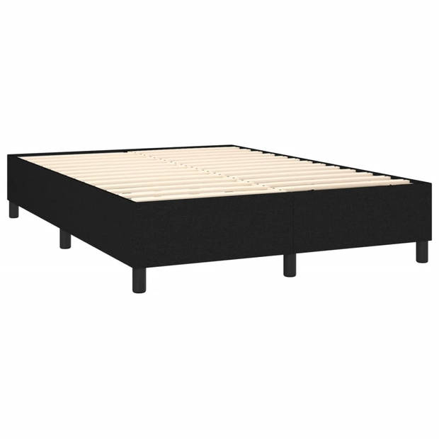 vidaXL Boxspring met matras en LED stof zwart 140x200 cm